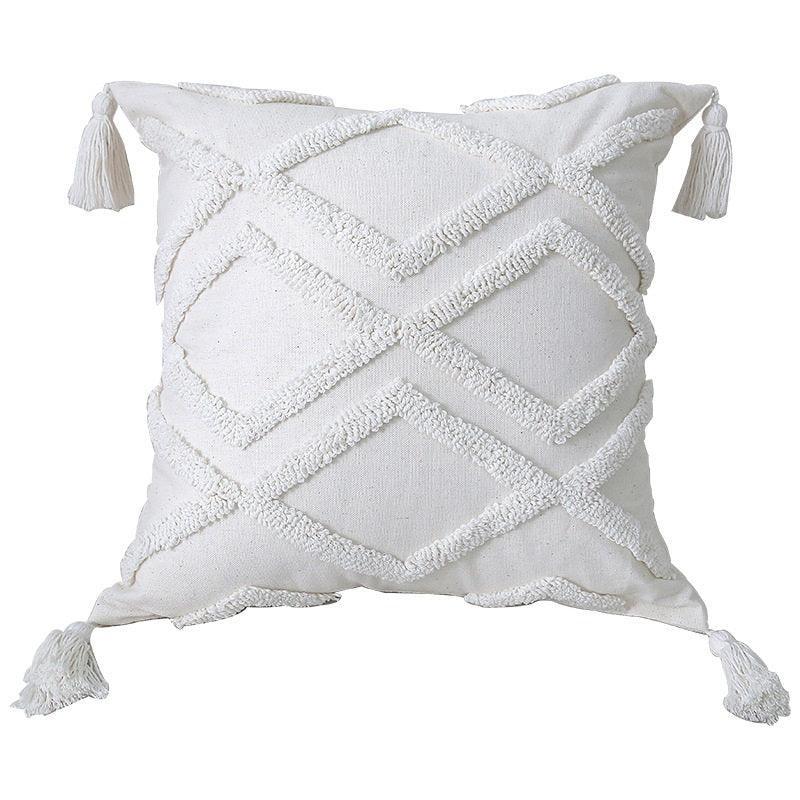 Boho Cotton Cushion Cover with Tassels | Tufted Design 16 - 45x45cm