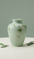 Porcelain Botanical Vase with Gloss Finish