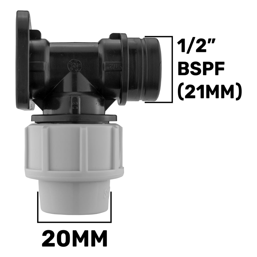 MDPE Wall Flange 20mm - 1/2in BSPF Drip Irrigation Fitting Garden Irrigation Kit
