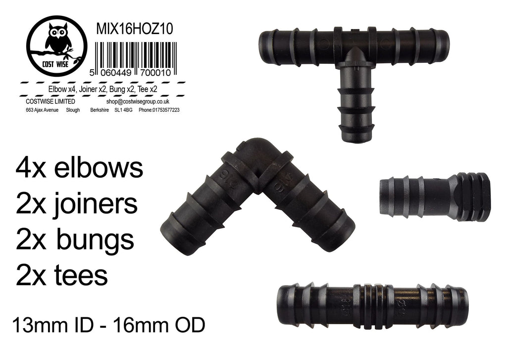 Mix 1/2in Barb Connectors HOZ10 Drip Irrigation Fitting Pipe and Water Fitting