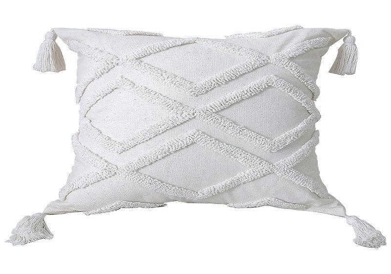 Boho Cotton Cushion Cover with Tassels | Tufted Design 16 - 45x45cm