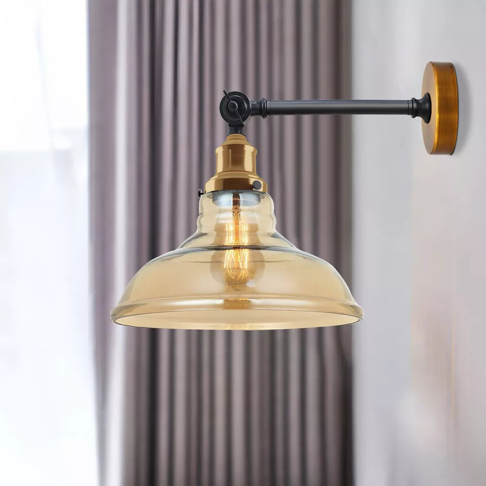 Amber Glass Shade Modern Wall Light~2696