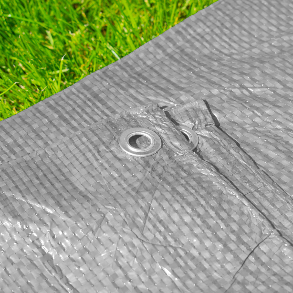 Grey S-Grade Tarpaulin with 10 Metres of 8mm Bungee Rope for Reinforced Eyelets