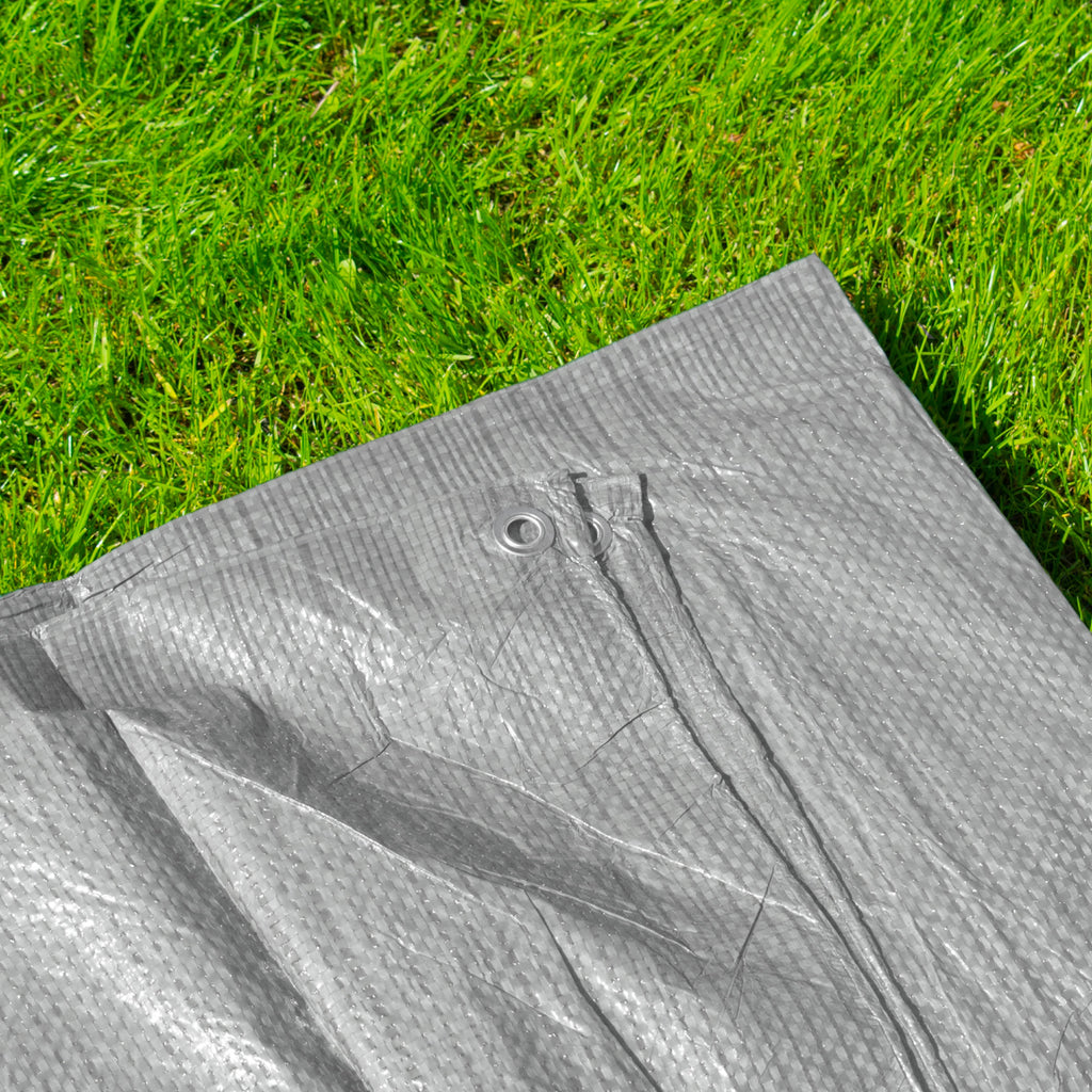 Grey S-Grade Tarpaulin with 10 Metres of 8mm Bungee Rope for Reinforced Eyelets
