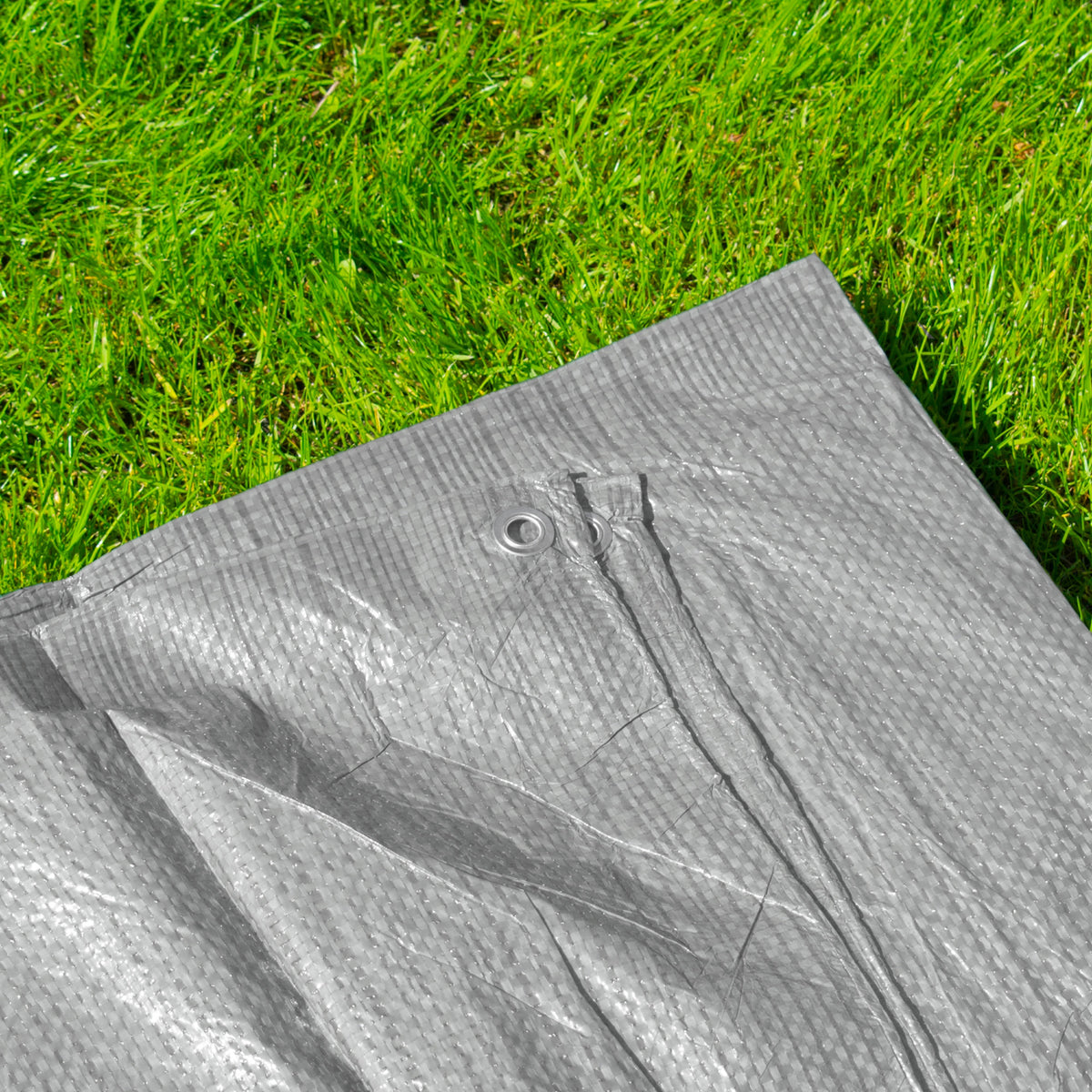 Grey S-Grade Tarpaulin with 10 Metres of 8mm Bungee Rope for Reinforced Eyelets