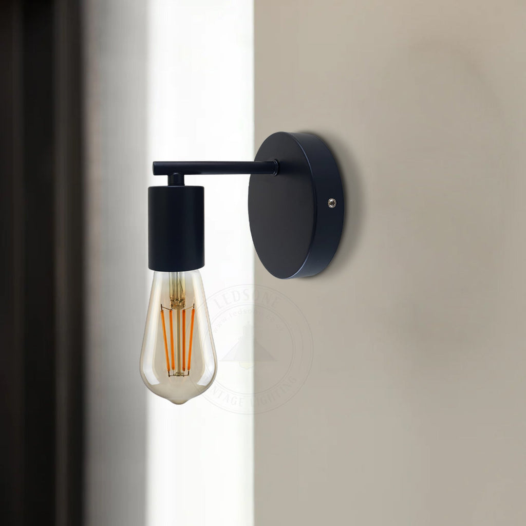 Black Metal Iron Wall Sconce Light Fixture Industrial Retro Lighting~1620