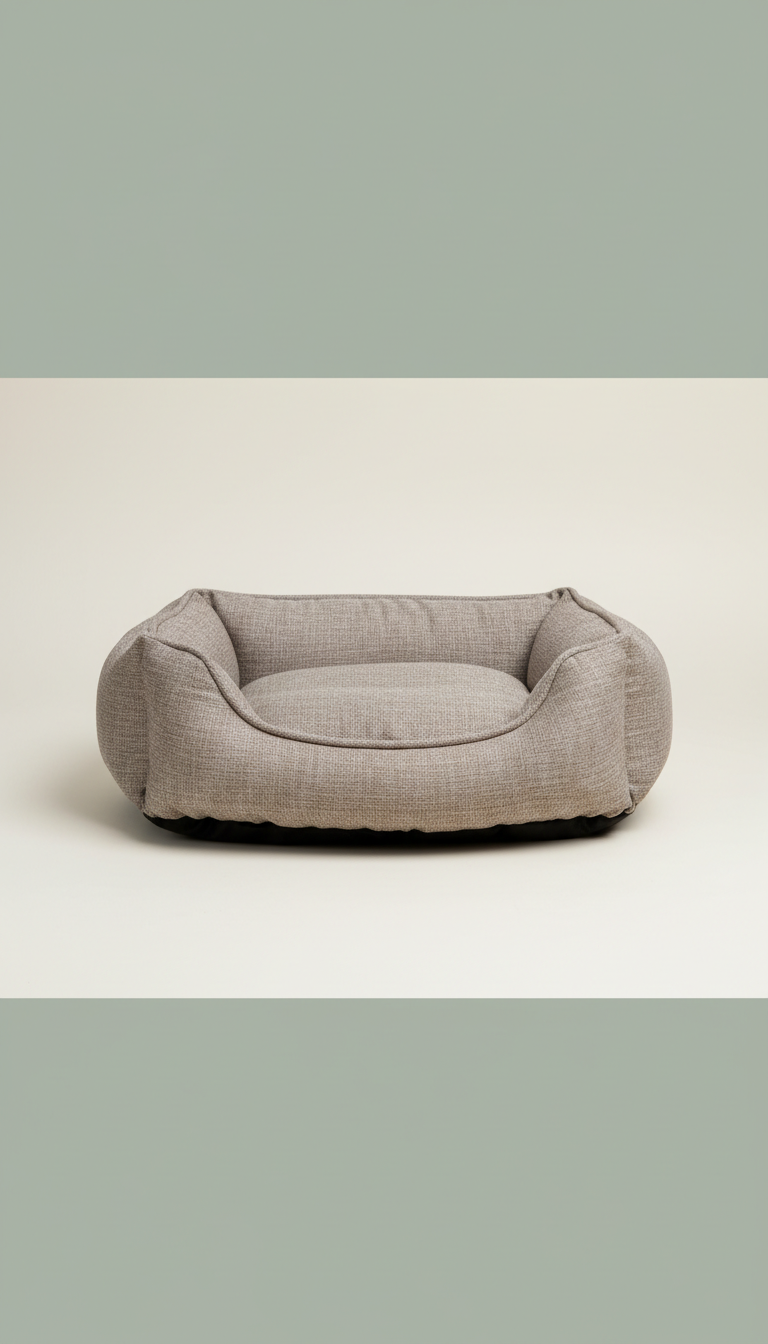 Plush Taupe Pet Bed with Removable Cover